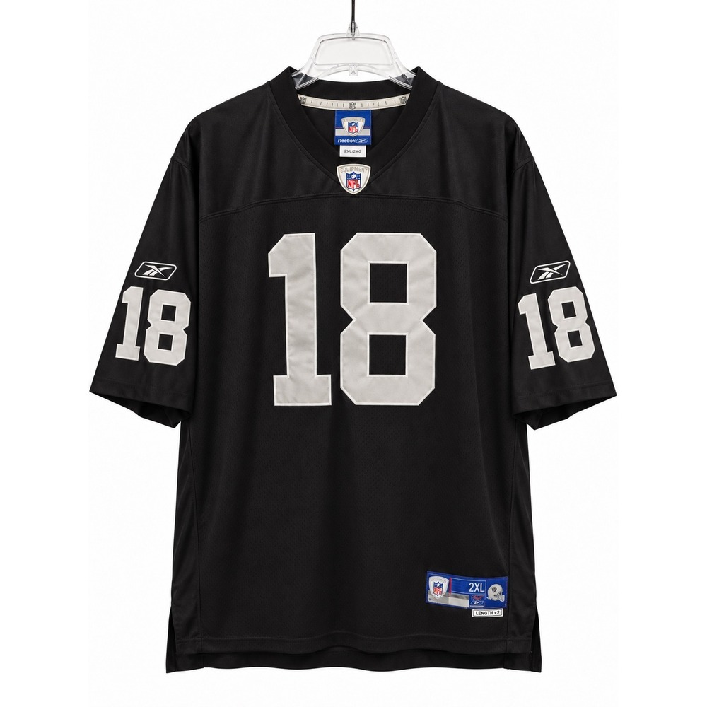 Vintage Reebok Randy Moss Oakland Raiders #18 NFL Jersey Mens 2XL Black Stitched